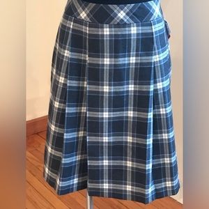 346 Brooks Brothers Checkered Plaid White,Gray & Blue Midi Skirt Size 6
